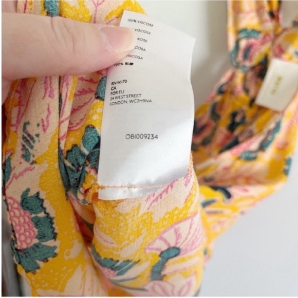 Maeve Anthropologie Mica tank top yellow pink floral sleeveless halter ring - Picture 8 of 9